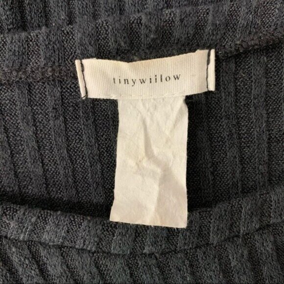 Tinywillow Dark Green Ribbed Knit Ruffle Sleeve Boho Chic Sweater Top Large - Picture 5 of 5